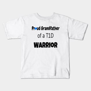 Proud Grandfather - Black Text - Blue Heart Kids T-Shirt